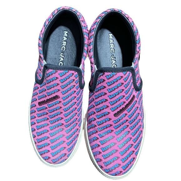 Marc Jacobs Sneakers Womens 5 Pink Love Mercer Blue Slip On Platform 35 EU - Picture 9 of 9